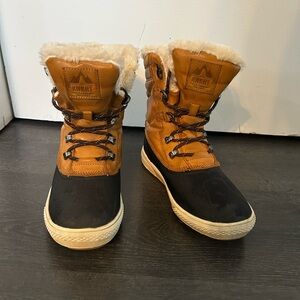 KikKat Tan and Black Winter Boots
